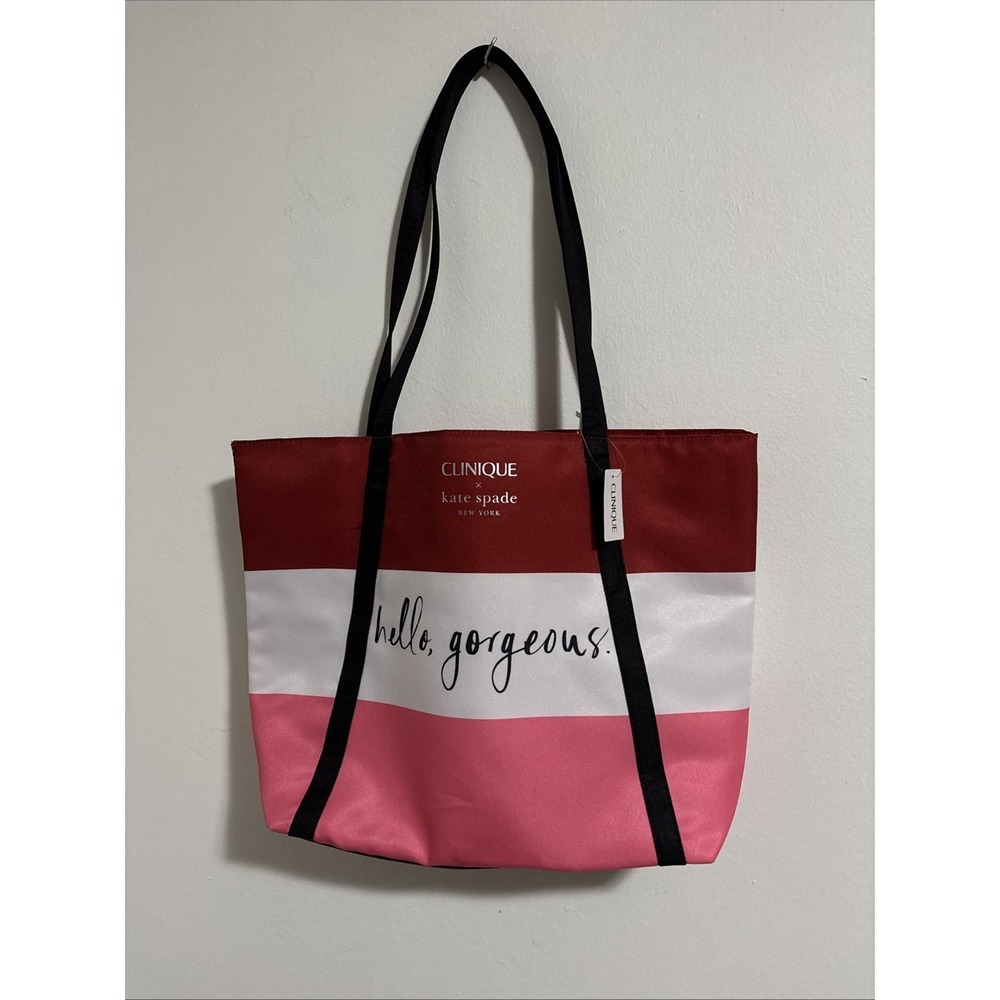 kate spade Red White Pink Striped Tote - "hello, gorgeous"